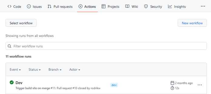 GitHub workflows